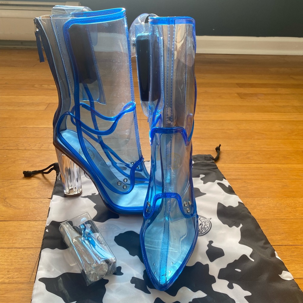 NEON COWBOY - Light Up Boots, Neon Blue, Size US 9